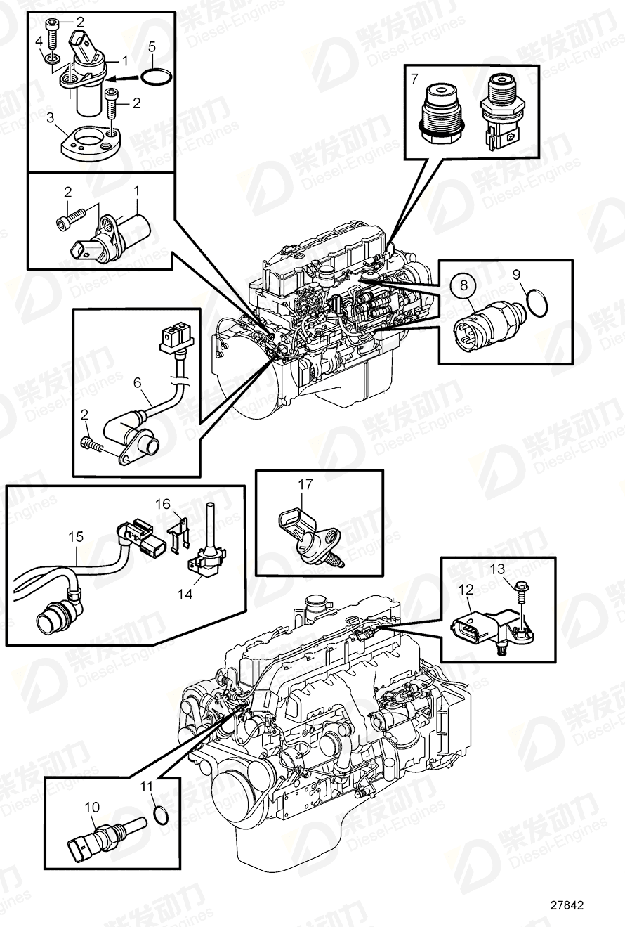 VOLVO Temperature sensor 21651887 Drawing